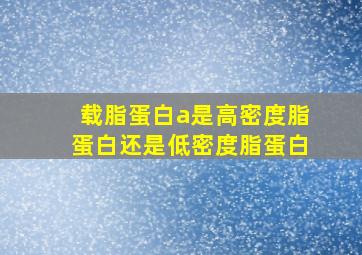 载脂蛋白a是高密度脂蛋白还是低密度脂蛋白