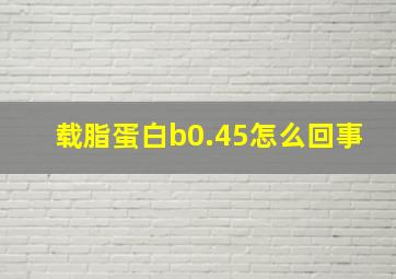 载脂蛋白b0.45怎么回事