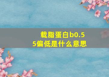 载脂蛋白b0.55偏低是什么意思