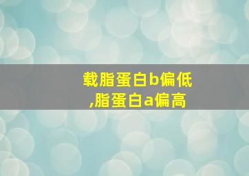 载脂蛋白b偏低,脂蛋白a偏高