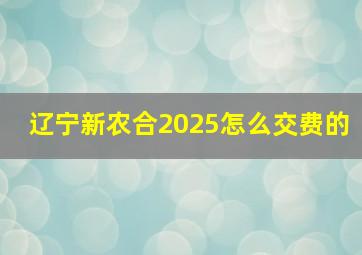 辽宁新农合2025怎么交费的