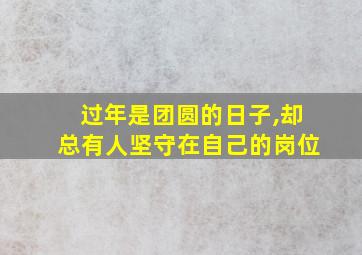 过年是团圆的日子,却总有人坚守在自己的岗位