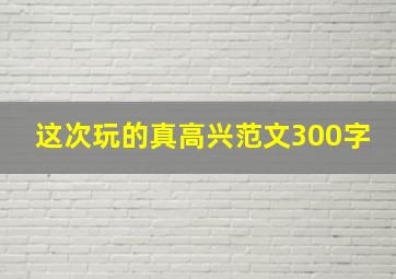 这次玩的真高兴范文300字