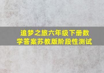 追梦之旅六年级下册数学答案苏教版阶段性测试