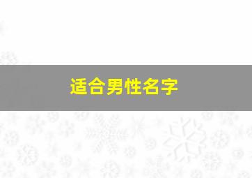 适合男性名字