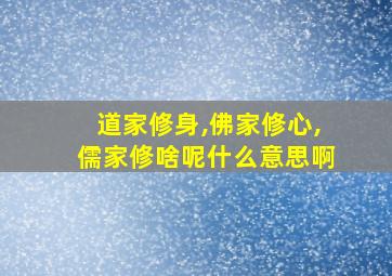 道家修身,佛家修心,儒家修啥呢什么意思啊