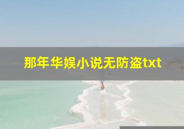 那年华娱小说无防盗txt