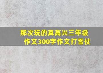 那次玩的真高兴三年级作文300字作文打雪仗