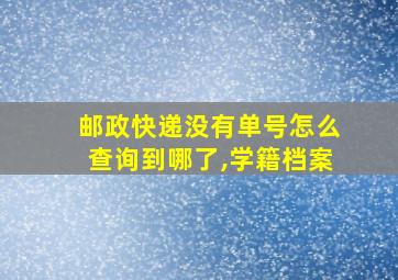 邮政快递没有单号怎么查询到哪了,学籍档案