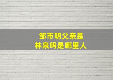 邹市明父亲是林泉吗是哪里人