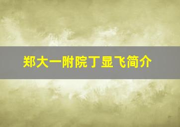 郑大一附院丁显飞简介