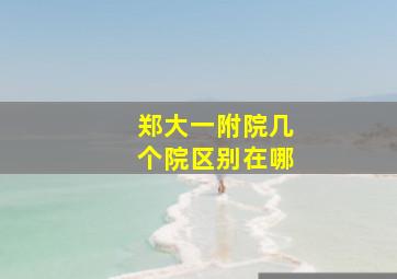 郑大一附院几个院区别在哪