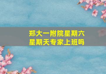 郑大一附院星期六星期天专家上班吗