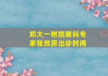 郑大一附院眼科专家张效房出诊时间