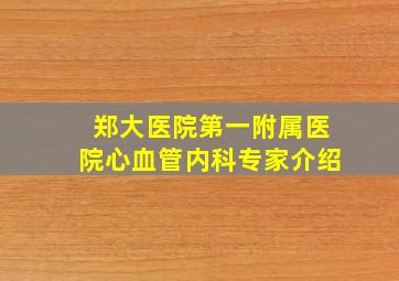 郑大医院第一附属医院心血管内科专家介绍