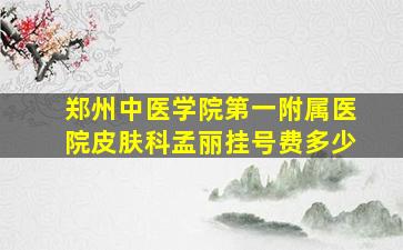 郑州中医学院第一附属医院皮肤科孟丽挂号费多少