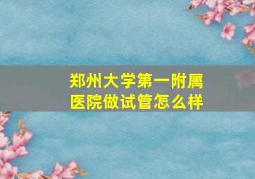 郑州大学第一附属医院做试管怎么样