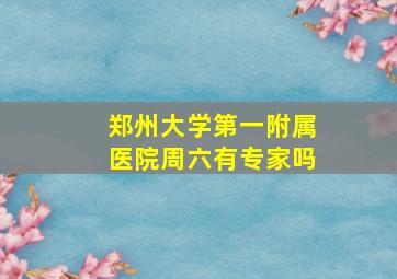 郑州大学第一附属医院周六有专家吗