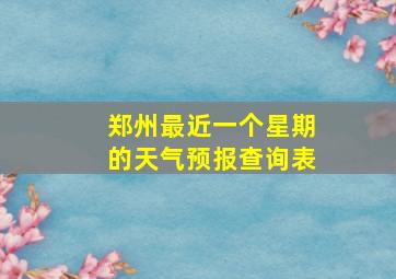 郑州最近一个星期的天气预报查询表