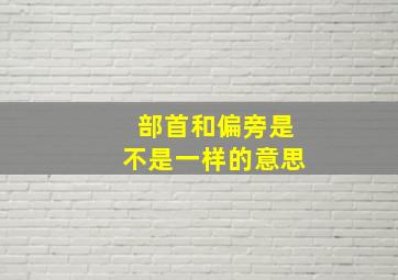 部首和偏旁是不是一样的意思