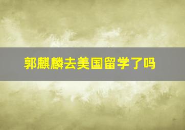 郭麒麟去美国留学了吗