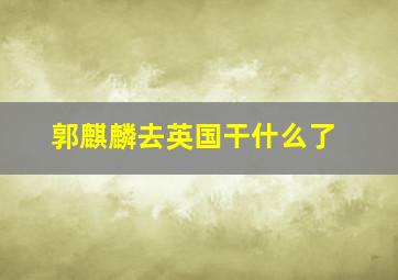 郭麒麟去英国干什么了