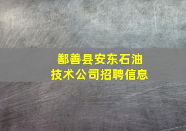 鄯善县安东石油技术公司招聘信息