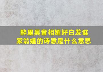 醉里吴音相媚好白发谁家翁媪的诗意是什么意思