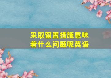 采取留置措施意味着什么问题呢英语