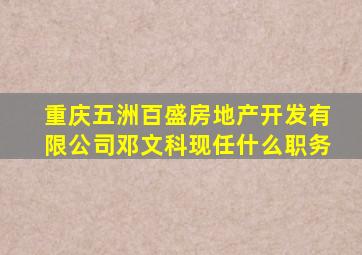 重庆五洲百盛房地产开发有限公司邓文科现任什么职务