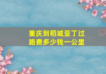 重庆到稻城亚丁过路费多少钱一公里