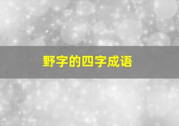 野字的四字成语