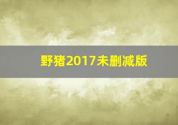 野猪2017未删减版