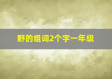 野的组词2个字一年级