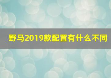 野马2019款配置有什么不同