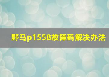 野马p1558故障码解决办法