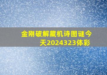 金刚破解藏机诗图谜今天2024323体彩