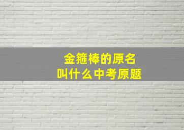 金箍棒的原名叫什么中考原题