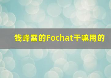 钱峰雷的Fochat干嘛用的