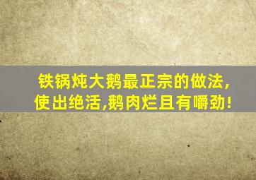 铁锅炖大鹅最正宗的做法,使出绝活,鹅肉烂且有嚼劲!