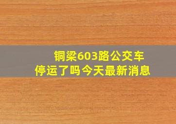 铜梁603路公交车停运了吗今天最新消息