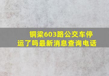 铜梁603路公交车停运了吗最新消息查询电话