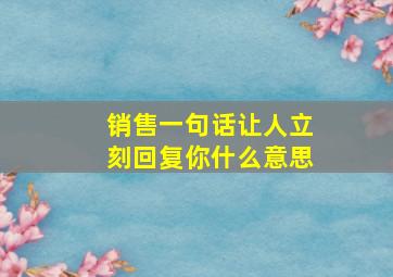 销售一句话让人立刻回复你什么意思