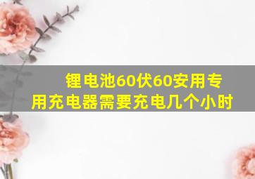 锂电池60伏60安用专用充电器需要充电几个小时