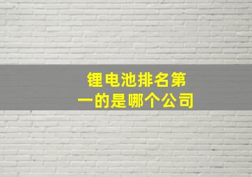 锂电池排名第一的是哪个公司