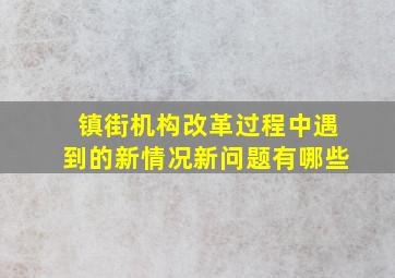 镇街机构改革过程中遇到的新情况新问题有哪些