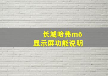 长城哈弗m6显示屏功能说明