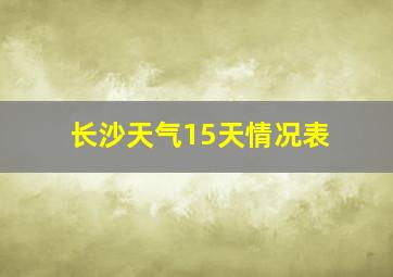 长沙天气15天情况表