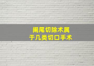 阑尾切除术属于几类切口手术