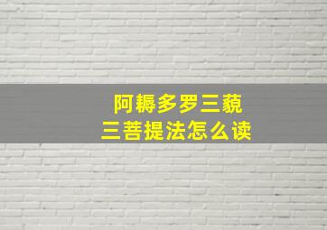 阿耨多罗三藐三菩提法怎么读